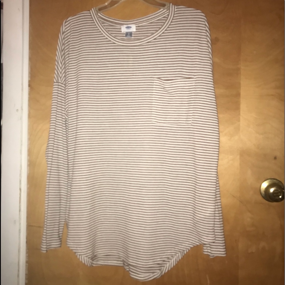 Old Navy High-Low Striped Long Sleeve Shirt Large